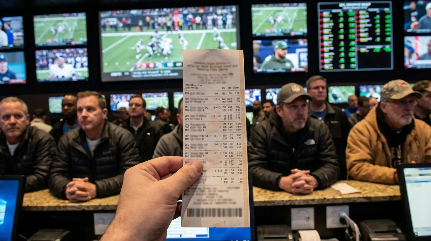Boleto de parlay con varias selecciones de totales NFL
